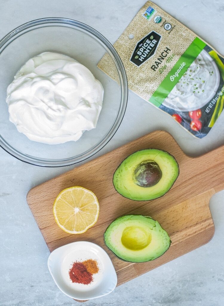 Ingredients to make avocado ranch
