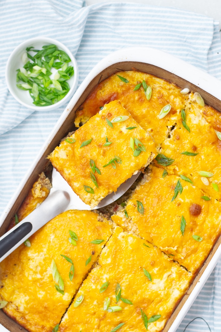 Spaghetti Squash Chorizo Breakfast Casserole is a low carb breakfast recipe that is easy to meal prep or a great meal prep breakfast. This breakfast recipe is also gluten free, low calorie and high in protein. #proteinbreakfast #breakfastcasserole #glutenfree #keto #lowcarb #mealprep 