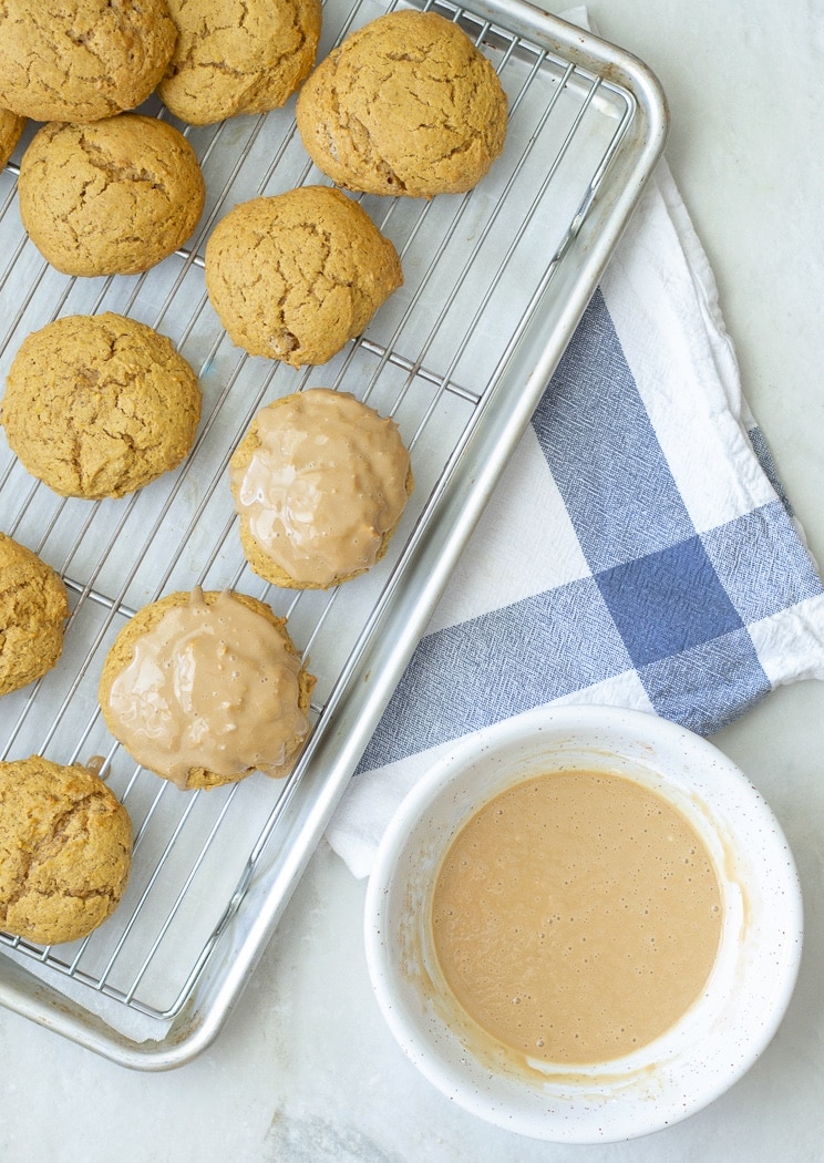 Pumpkin cookies - dunk in maple glaze and let cool. 