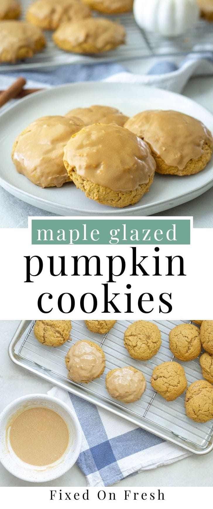 Maple glazed pumpkin cookies are so easy, soft, melt in your mouth, delicious you might have to make a double batch. These will be perfect for fall cookie parties or even as a Thanksgiving dessert. #fallrecipe #cookies #pumpkinspice