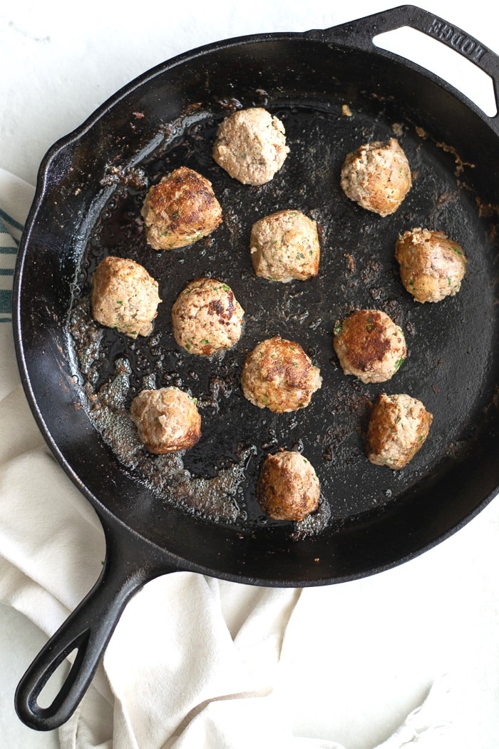Pan seared turkey meatballs are just as good, but they get the great browned outside. 