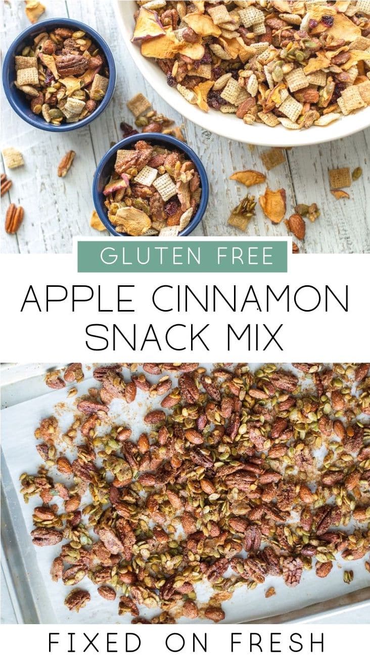 Gluten Free cinnamon snack mix is a great road trip snack for kids. This homemade, sweet trail mix is filled with apple cinnamon fall flavors to keep you full and satisfied during travels. #glutenfree #kidssnacks