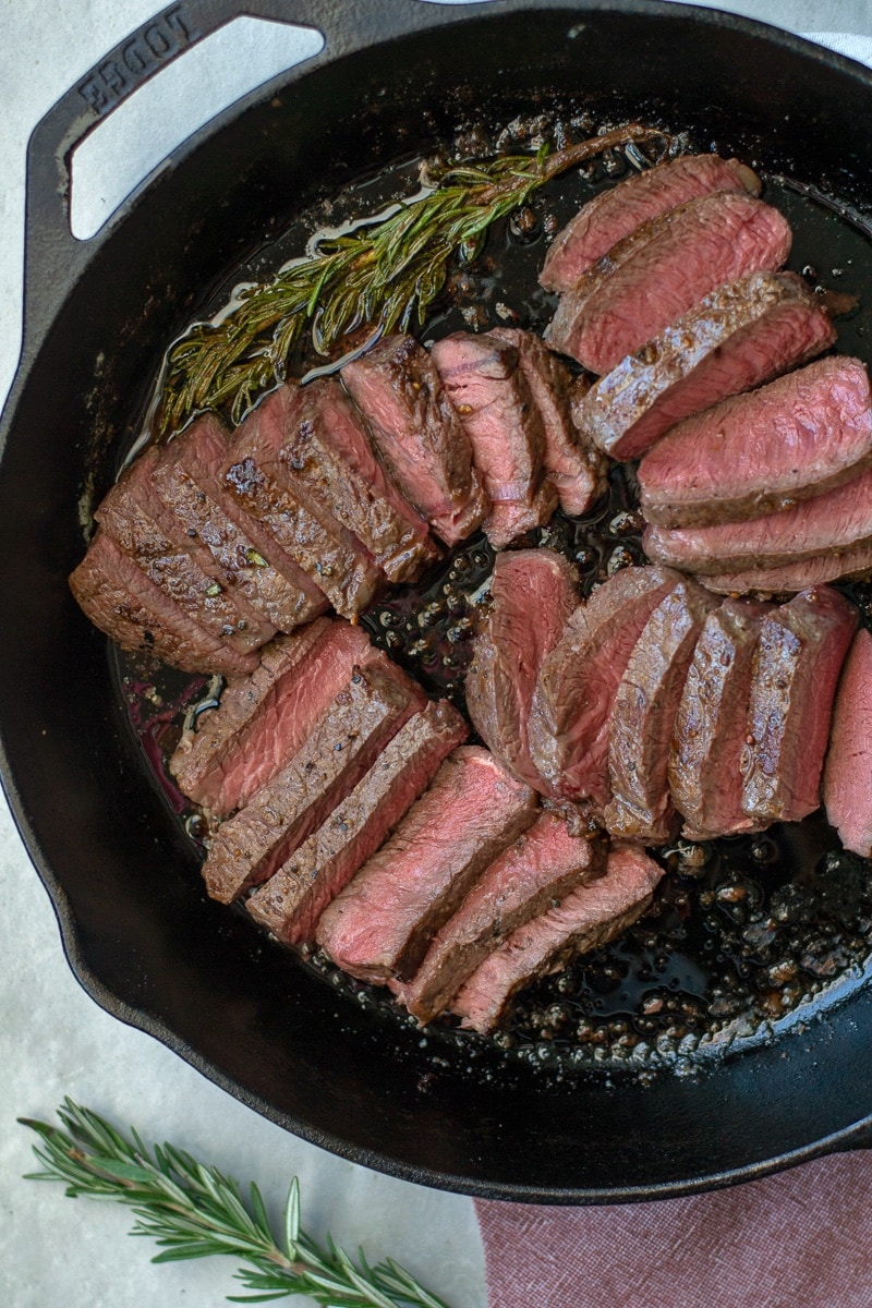 Steak served in the pan. 