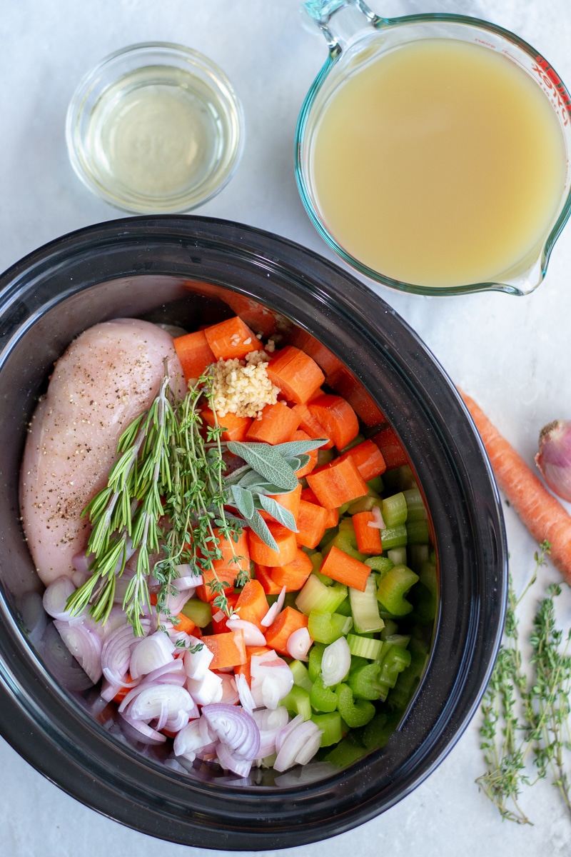 Ingredients for crockpot chicken and rice soup