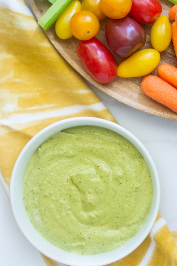 Close up of avocado dip