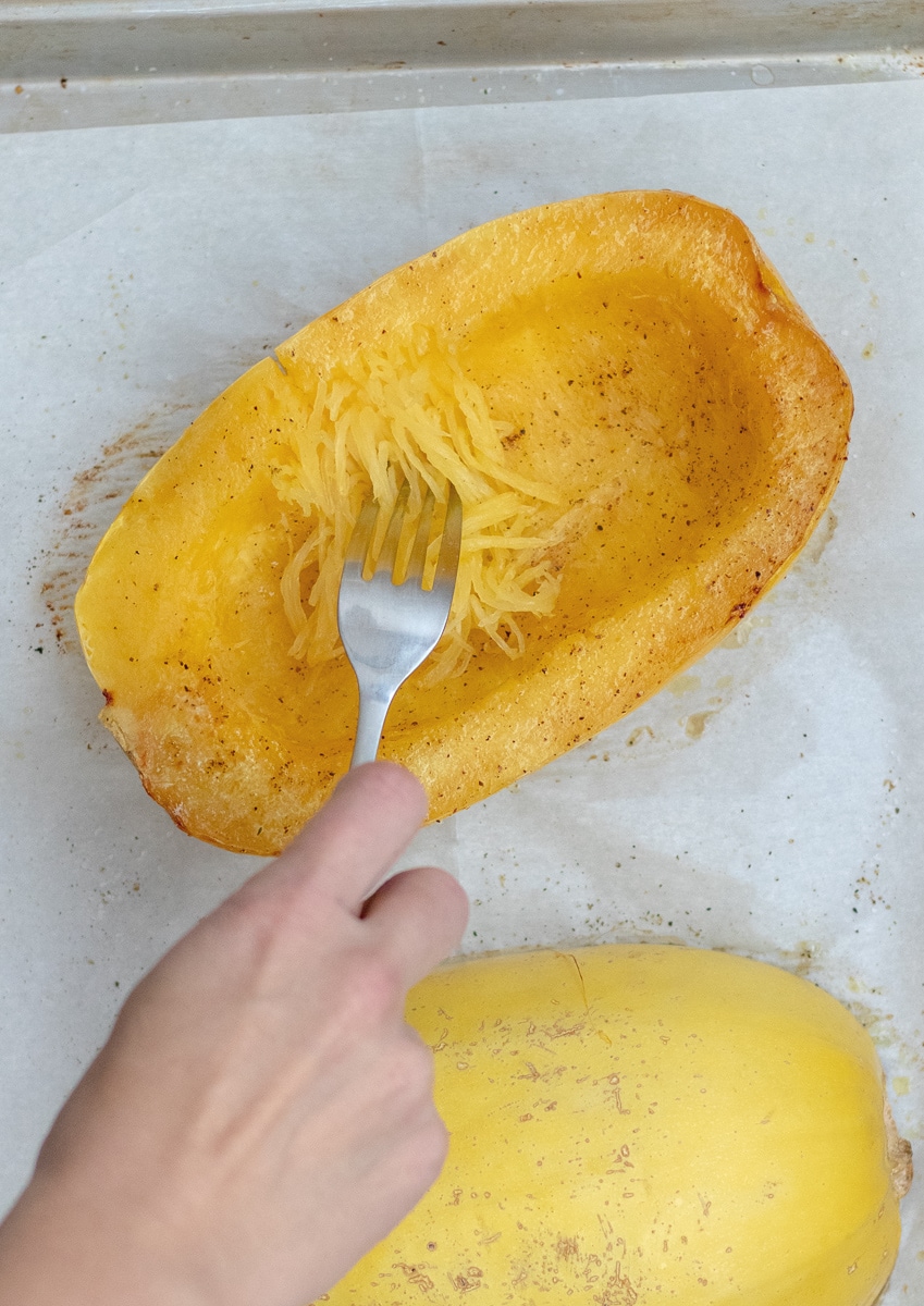 How to easily pull spaghetti squash into noodles