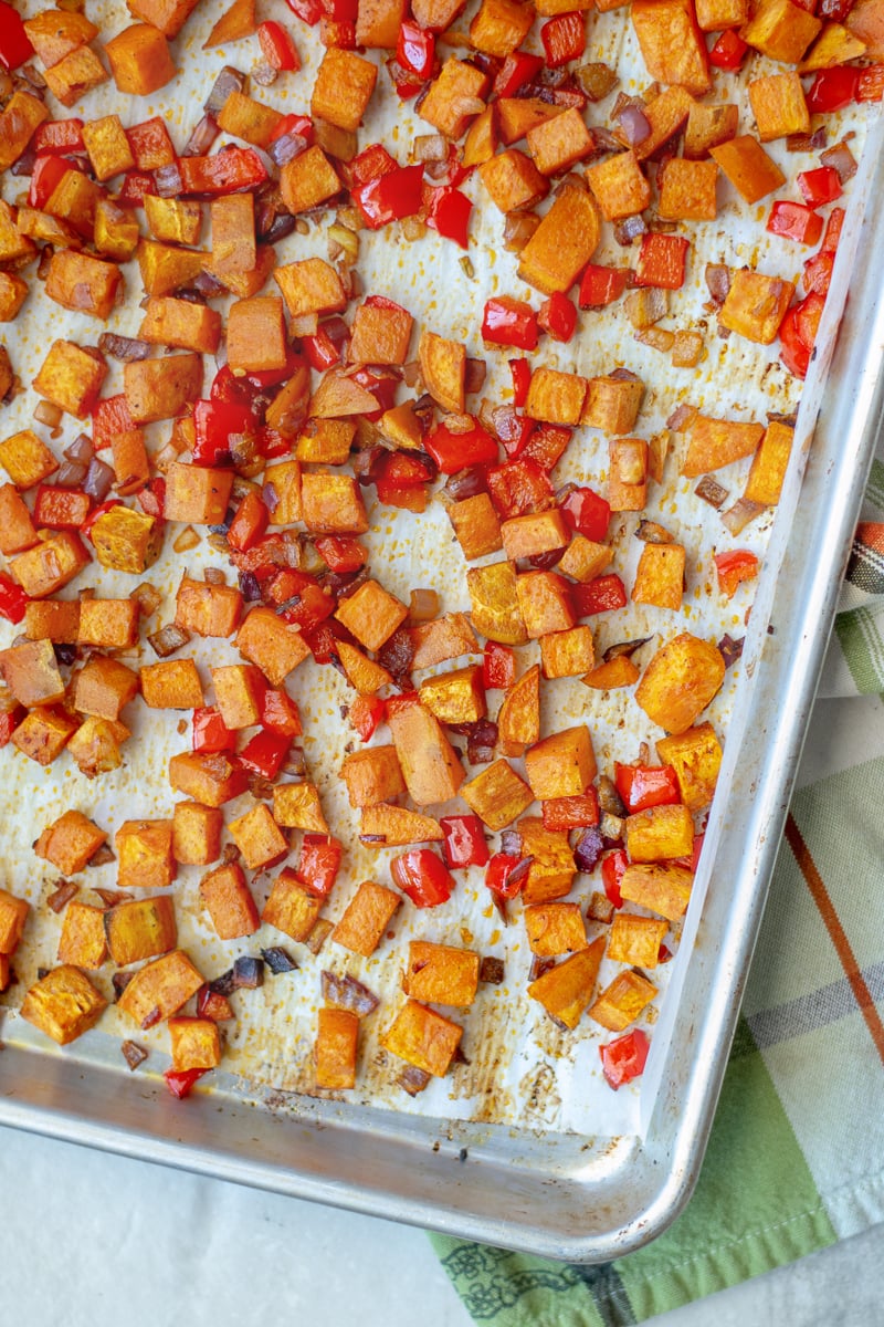 How to bake sweet potato home fries in the oven