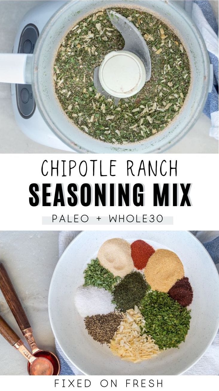 Blend of herbs and spices that is dairy free for chipotle ranch seasoning. Perfect for dips, dressing, and seasoning chicken or burgers. 