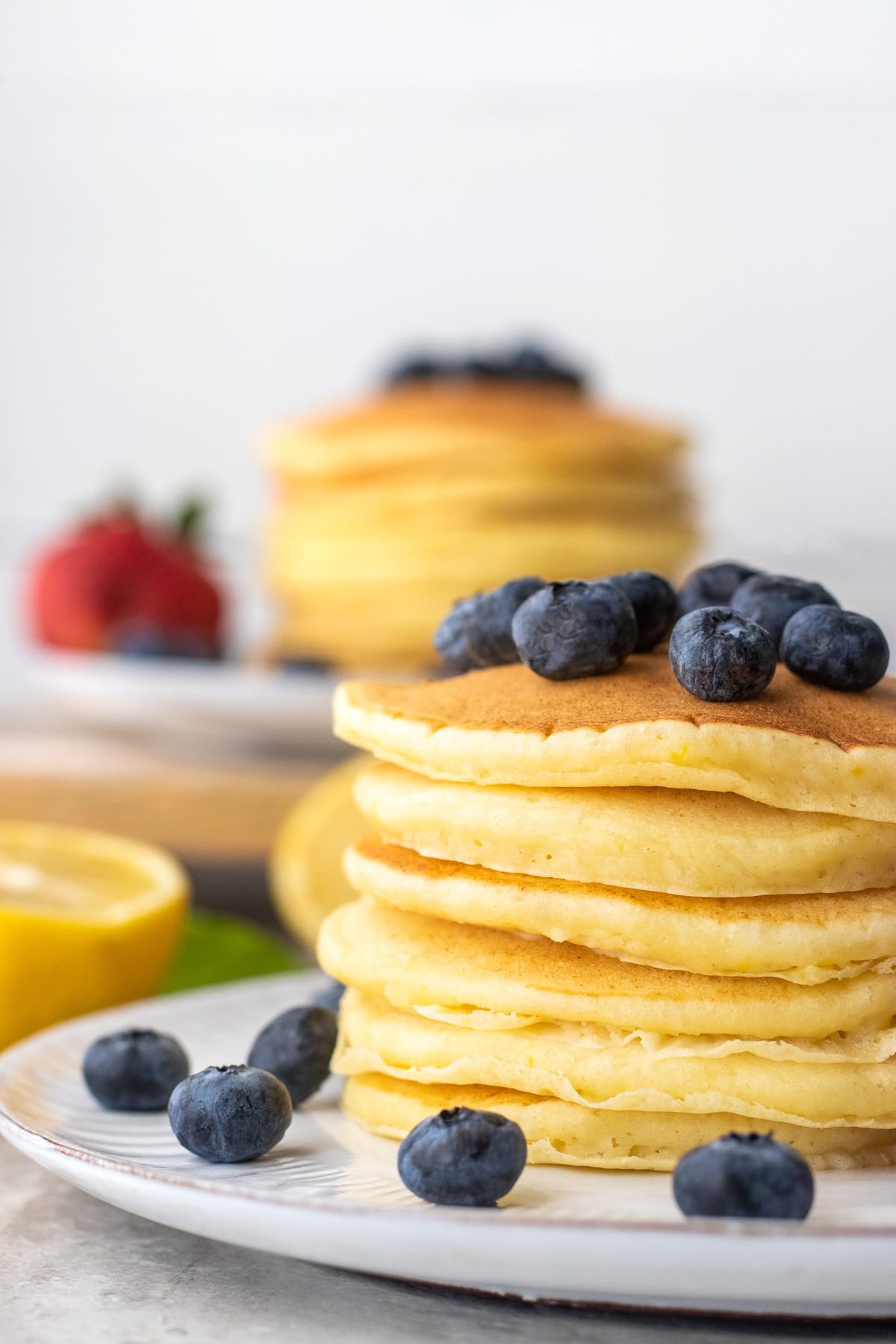 Stack of lemon ricotta pancakes