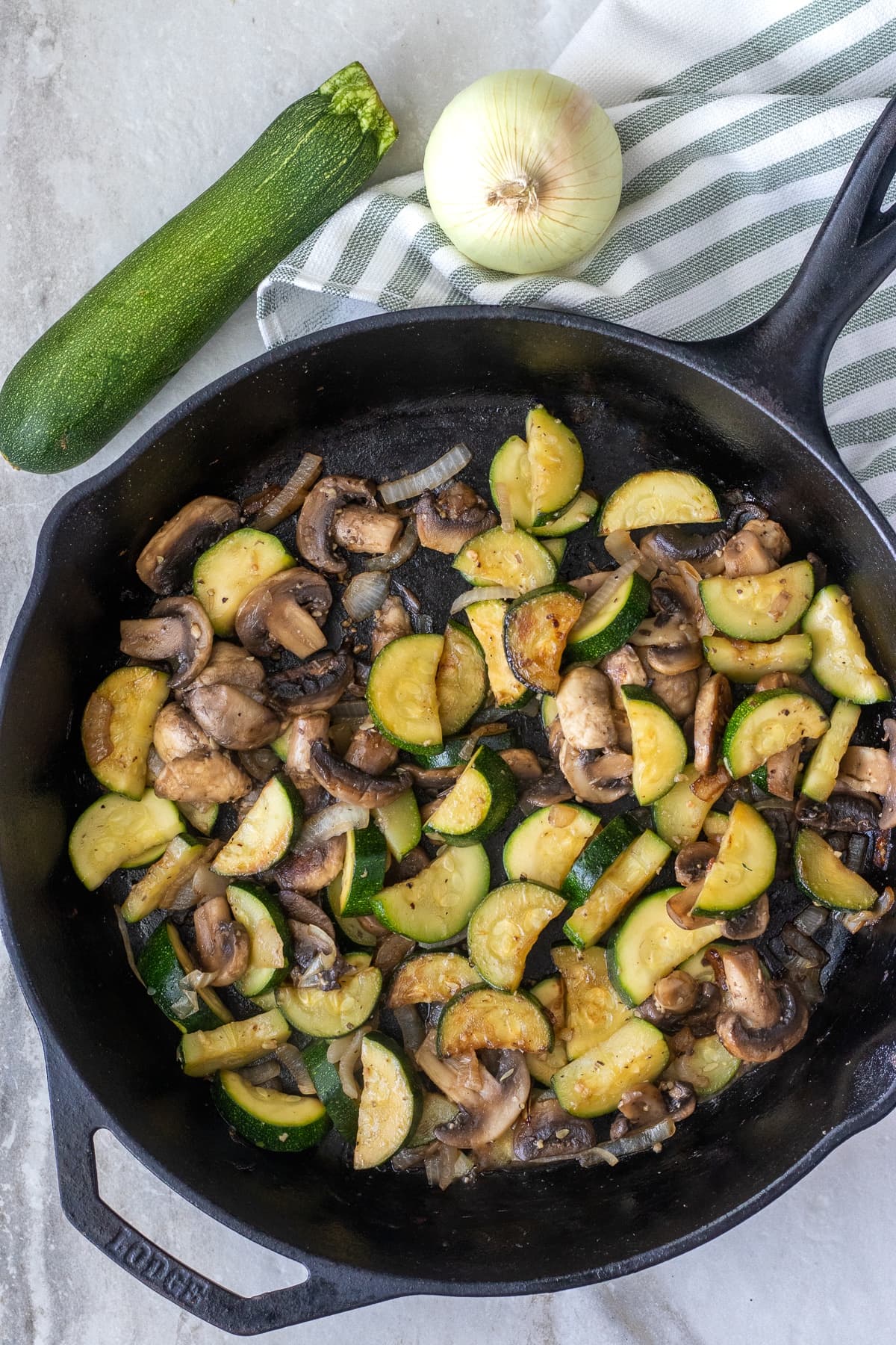 How to saute zucchini with mushrooms and onions in under 15 minutes. 
