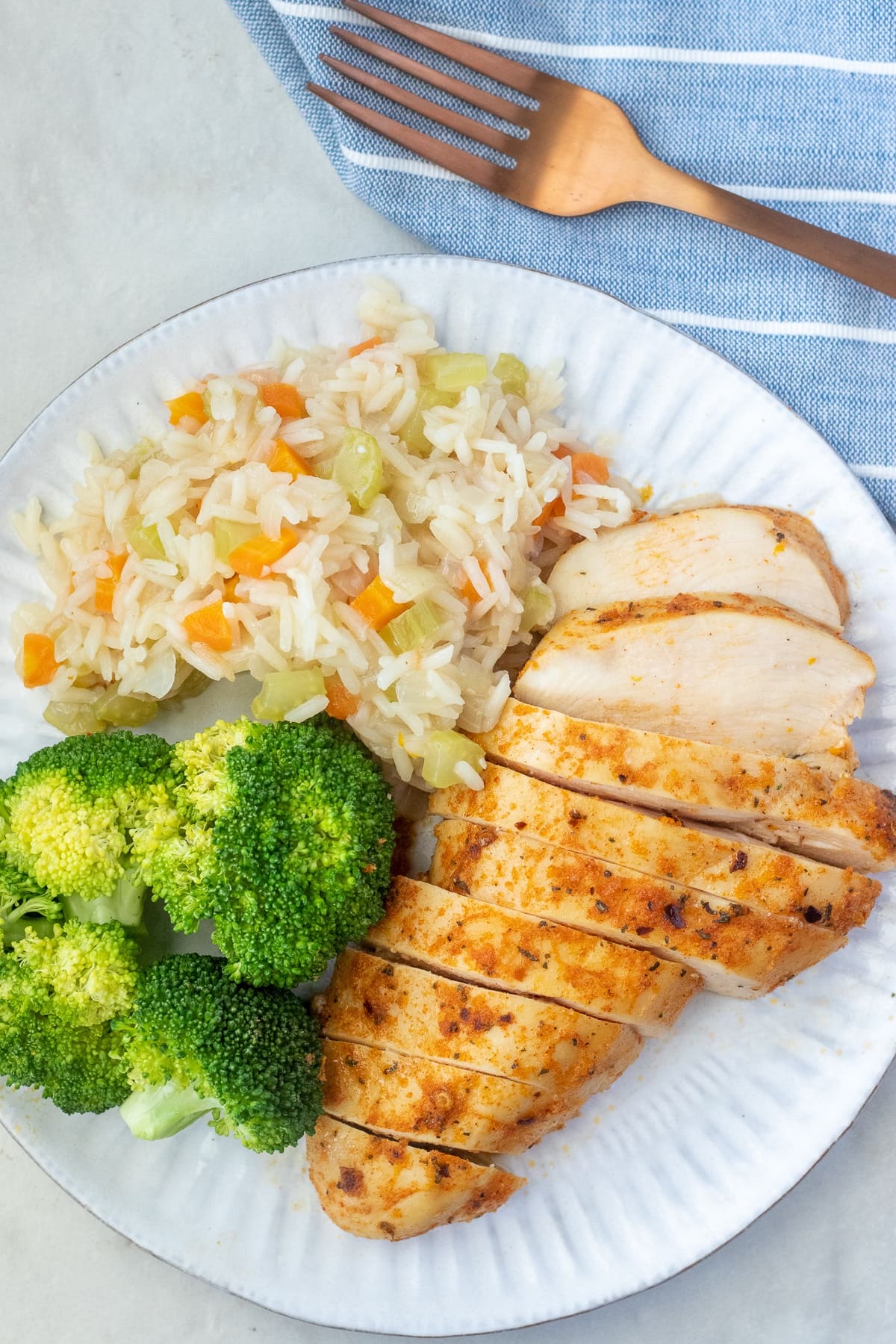 Example of how to serve healthy baked chicken breast. 