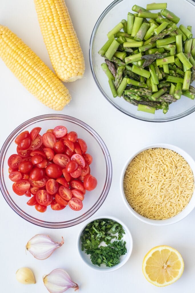 Most of the ingredients needed to make the salad