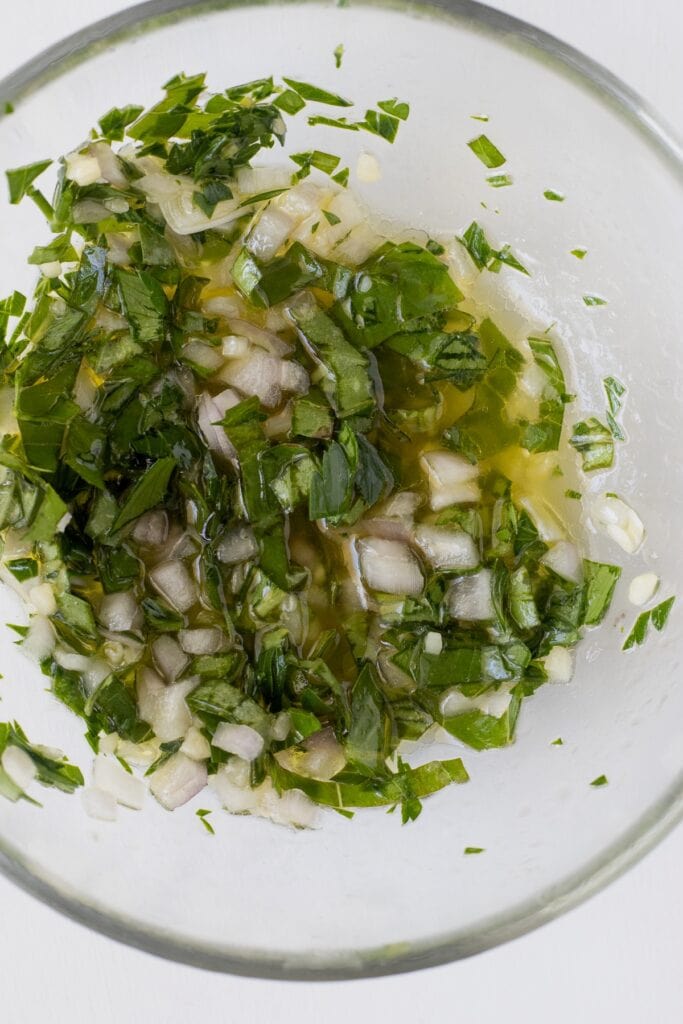 Lemon, shallot, herb vinaigrette for the salad