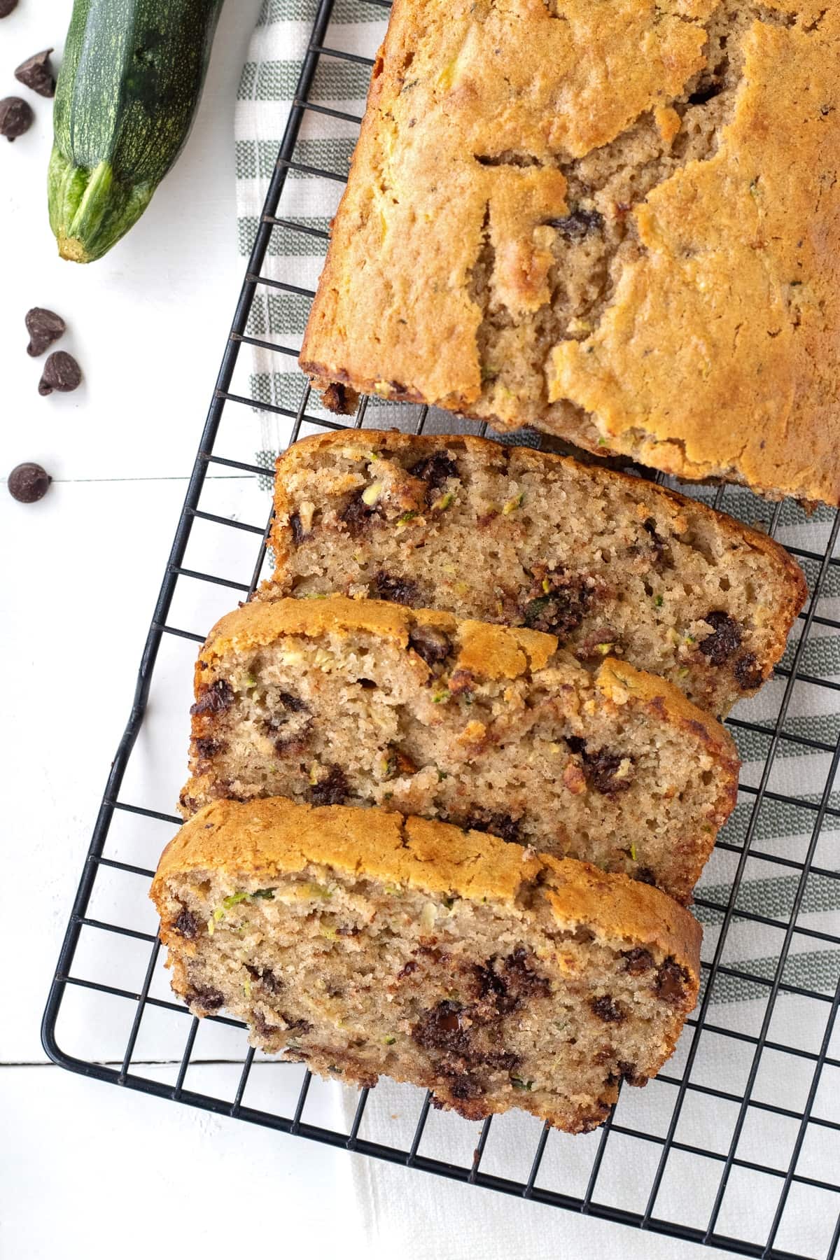 Chocolate chip zucchini bread is loaded with chocolate with a hint of cinnamon. Zucchini is the key to getting a moist and tender bread the whole family will love.