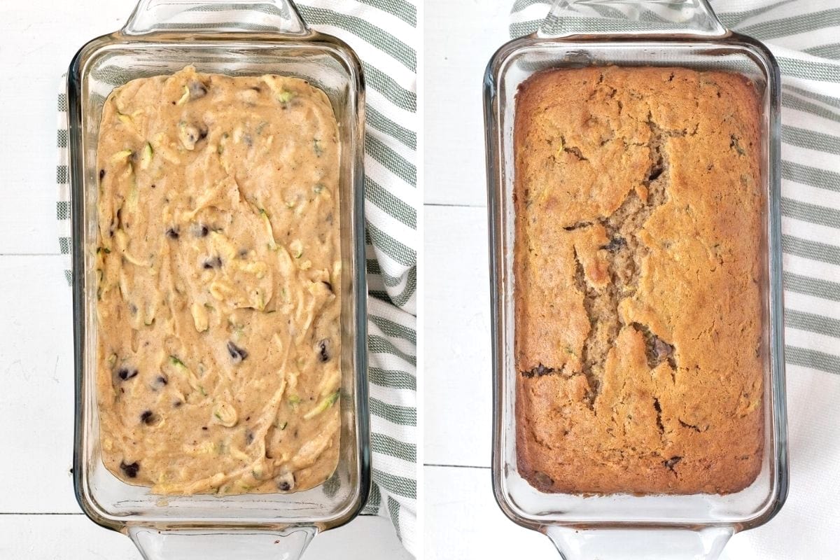 how the bread should look before and after cooking. 