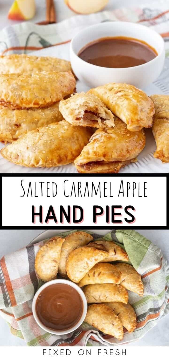 Baked salted caramel apple hand pies have sweet cinnamon apples and homemade salted caramel sauce all bundled up in flakey pie crust.