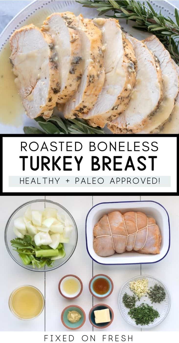Learn how to make skinless, boneless turkey breast in the oven that is still moist and flavorful. This easy recipe uses butter and fresh herbs to make a healthier version of your Thanksgiving turkey. 